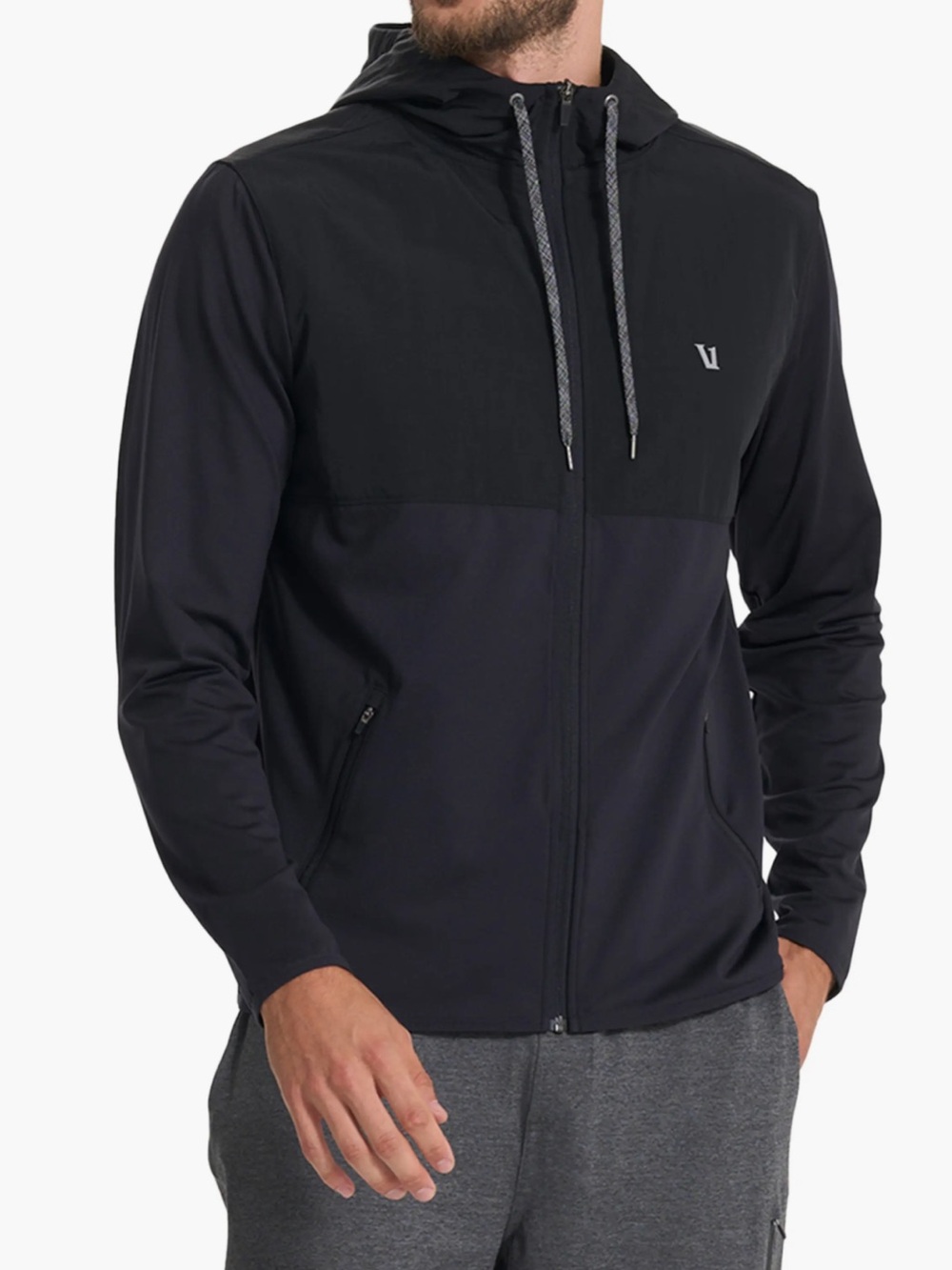 Vuori Men's Black Lightweight Full-Zip Hoodie Jacket